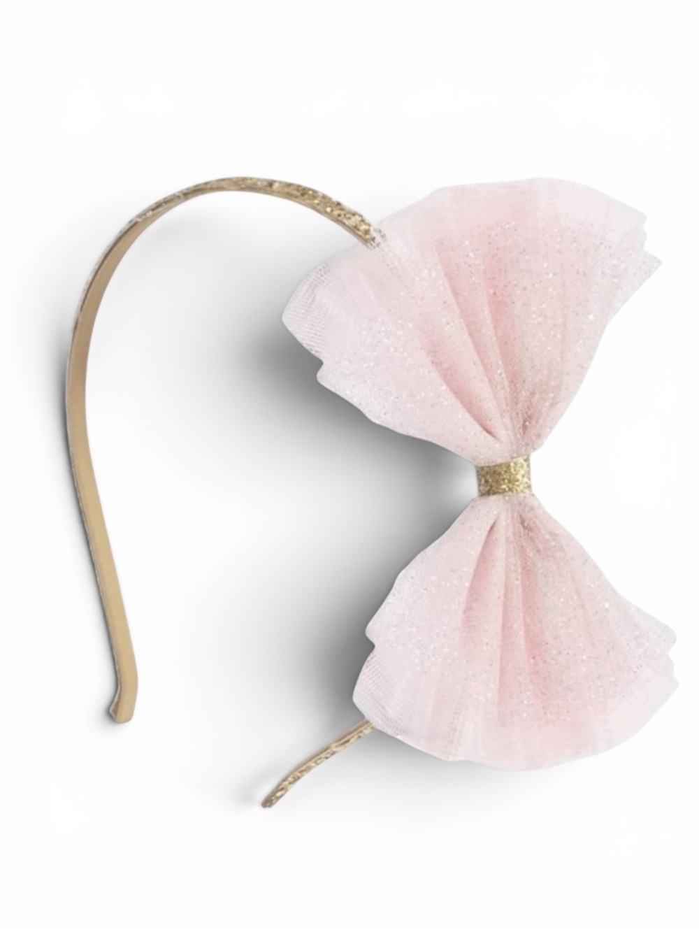 Mud Pie Pink and Gold Mesh Bow Glitter Headband 🛍️ 2/$10 • 3/$12